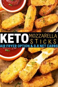 These are the BEST keto mozzarella sticks you can make. The flavor and texture of the breading is so spot on that you won't believe each one has under 1 NET CARB. And these low carb mozzarella sticks are so easy to make and cook in just 5 minutes! Oh, and you can make these as keto air fryer mozzarella sticks.