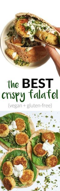 The BEST Crispy Falafel that is vegan and gluten-free! Super easy to make and ready in a few minutes. Perfect for lunch or dinner!