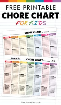 Free Printable Chore Chart for Kids | Responsibility Chart for Kids