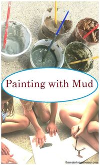 Mud Painting -- colorful and fun process art with mud; perfect for a dirty day activity #kidsactivities #messyart #dirtday #mud #painting