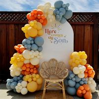 132Pcs Boho Retro Dusty Blue Burnt Orange Yellow Balloons Arch Garland Kit Baby Boy Shower Sunshine