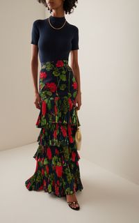 Floral Stretch-Cotton Maxi Skirt By Oscar De La Renta | Moda Operandi