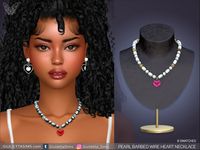 The Sims Resource - Pearl Barbed Wire Heart Necklace