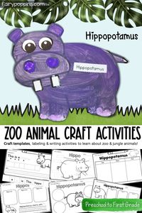 Zoo Animal Crafts & Activities for Kids (Hippopotamus Craft) | Jungle Animals