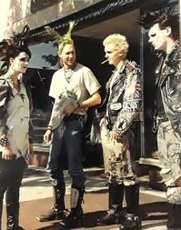 Punks in front of Noir Leather, Main St Royal Oak Michigan 1989