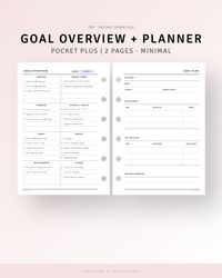 Productivity Planner, Student Planner Pages, Digital Download, Goal Tracker List, Goal Vision Board, Simple Project Action Planner, New Year Resolution  [💡MonthlyJoy's Checkpoint!] 𝑮𝒐𝒂𝒍 𝑷𝒍𝒂𝒏𝒏𝒆𝒓 𝑷𝒐𝒄𝒌𝒆𝒕 𝑷𝒍𝒖𝒔 𝑰𝒏𝒔𝒆𝒓𝒕𝒔 𝑷𝒓𝒊𝒏𝒕𝒂𝒃𝒍𝒆. Do you have any goals you want to achieve in reality? Here's a useful Goal Planner Template for achieving your goals.  01. Goal Overview (8 Topics) · Personal, Career & Work, Financial, Physical &Health, Family, Mental, Relationships, Others  02. Goal Plan · My Goal, Why, Start & Completed, Milestones: Number, Details, Date · Progress | Action Plan: Number, Actions, Due | Review & Reward  [📏SIZES] POCKET PLUS, POCKET XL (3.5X5 inches)