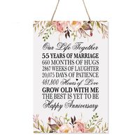 Size: 8” x 12” Rope included for easy display Celebrate your special anniversary day with your lover by enjoying LifeSong Milestones Solid Wood Wedding Floral Anniversary Plaque. Get this gift as a keepsake to remember your special day. LifeSong Milestones has created the perfect First Anniversary sign gift. Wooden plaques were designed, handcrafted, and engraved in the USA by © 2019 LifeSong Milestones.