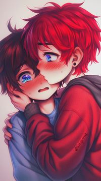 Original anime character by kingvinst: Kouki-kun. | I offer different services, e.g. I create custom illustrations for you, promote your product on my Pinterest account or offer anime drawing tutorials. Check out my linktree for all my links! | cute anime boy | cute boy | anime boy with red hair | young anime boy | anime teen | anime preteen | blue eyes | anime portrait | anime pfp | anime wallpaper | kawaii | cool anime boy | anime couple | lqbt | lqbtq | anime boys | anime siblings