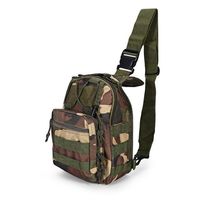 This cross-body tactical style backpack is an ideal bag for traveling, cycling and hiking light. Features: - It is crafted from military 600D Oxford fabric, high strength and durable. - Innovative single ambidextrous sling shoulder design. - Main compartment with two pockets and front lower compartment with elastic organizer loops and key retention. - Features a spacious main compartment with zip-up closure, mesh pockets and front storage zip-up compartments. - Secure to your back with an adjust