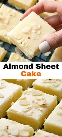 It is a super moist, buttery, and flavorful almond sheet cake covered with creamy almond frosting. This white sheet cake recipe uses ingredients that everyone has on hand, so you can prepare it quickly whenever you want.