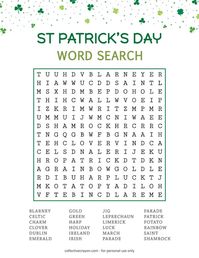 St. Patrick's Word Search