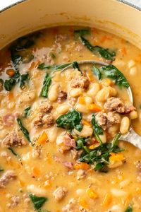 This white bean, sausage, and spinach soup is hearty, easy to make, and perfectly filling.