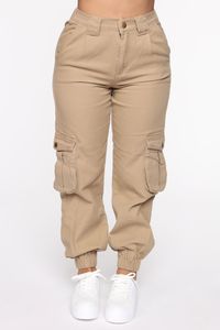 Available In Khaki, Denim, Olive And Rust Cargo Jogger Pants High Waist Button & Zipper Closure Belt Loops Elastic At Back Back Pockets 27 Inseam Non Stretch Pair With Leslie Cargo Jacket Disclaimer: Plus Only - Runs Small, Shop One Size Up 100% Cotton Imported | Leslie Cargo Jogger Pant in Khaki size 2X by Fashion Nova