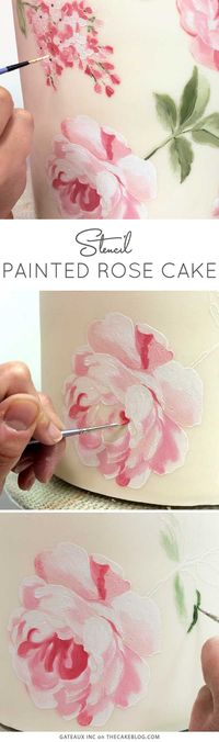 How to stencil-paint a cake | Learn how from Gateaux Inc on TheCakeBlog.com. Via @thecakeblog. #cakes #DYI