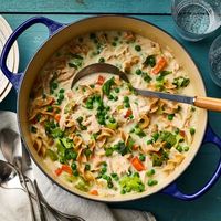 Creamy Chicken Noodle Soup with Rotisserie Chicken