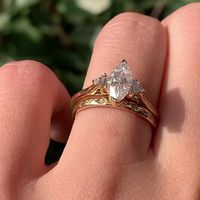 2 CT Marquise Cut Moissanite Diamond Engagement Ring Set Wedding Marquise Shape Ring With Side Emerald Solitaire Gift for Her - Etsy