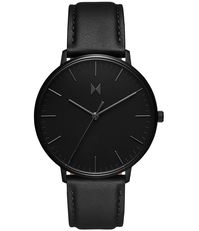 From MVMT, this watch features:Black Ion-Plated Stainless Steel/Leather StrapQuartz AnalogBuckle ClosureApprox. 42mm caseBlack Hands & MarkersWater Resistance: 3 ATMImported.