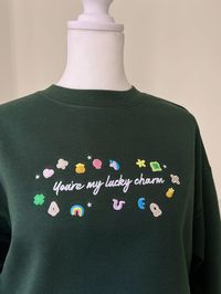 Fully embroidered design on a super cozy sweatshirt, perfect for St. Patty's festivities!  Unisex, True to size