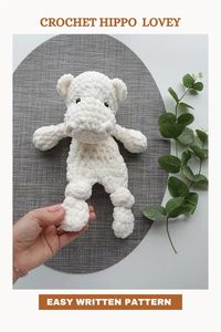 Knotted hippo lovey easy written crochet pattern