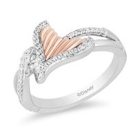 Enchanted Disney Ariel 1/6 CT. T.W. Diamond Tail Fin Bypass Ring in Sterling Silver and 10K Rose Gold - Size 7