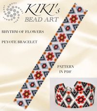 Peyote Pattern for bracelet - Rhythm of flowers peyote bracelet cuff pattern in PDF - instant download