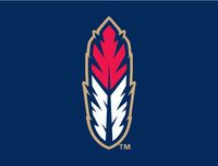 Kinston Indians Cap Logo (2011) - (BP) A red and white feather with a tan outline on navy