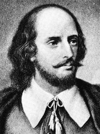 What is likely a nineteenth century engraving of Shakespeare.