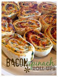 Bacon spinach roll-ups...heated up under the broiler...yum!