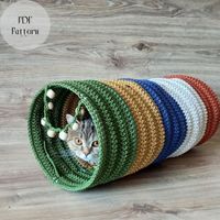 Crochet cat house, pattern cat box, cat cave, cat tunnel, crochet cat shelf, cat bed, cat play tunnel, pet house pattern, cat pipe, crochet basket, crochet dog