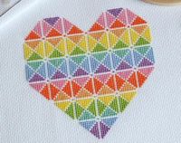 PDF Cross Stitch Pattern for Geometric Heart - Geometric Cross Stitch Design - DMC Colours - Fun Rainbow Pattern