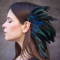 Unique design with different shaped and length natural feather made of this ear cuff, which is wonderful for feather fans, soft and special, non-pierce, easily to wear and make you charming to catch people’s eyes on any occasions. #earcuff #feather #halloween