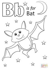 Letter B is for Bat coloring page | Free Printable Coloring Pages