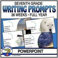 7th Grade Weekly Writing Prompts - 36 Weeks - Full Year Editable