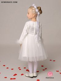 Sleeved Short Lace Mesh Flower Girl Dress for Winter Wedding Ref#EFG42 at GemGrace. #FlowerGirlDresses Shop now to get $10 off. Pro custom-made service for wedding dress, formal dress. View Flower Girl Dresses,First Communion Dresses,White Flower Girl Dresses,Flower Girl Dresses with Sleeves for more ideas. Click to shop now! #BuyableFlowerGirlDresses