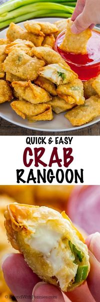 This Crispy Crab Rangoon recipe is easy to make and tastes better than your favorite restaurant! These crispy crab and cream cheese filled wontons can be baked or fried!