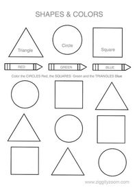 spanish worksheets for kindergarten | Printable Shapes and Colors worksheet for preschool and kindergarten.