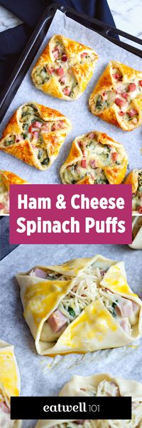 Wow your guests for your next brunch with these ham & cheese puffs. Serve with a crisp salad for an easy yet impressive dish with little effort.Ingredients list for the Ham Cheese & Spinach…