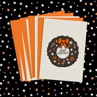 Send a Merry Creepmas card to your family and friends and make it a spooky holiday season! Includes 5 cards. Printed on high-quality 100 lb. cardstock. Comes with spooky orange envelope.