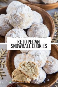 Keto Snowball Cookies - low-carb pecan snowballs made grain-free, sugar-free, and delicious! A healthier holiday dessert recipe