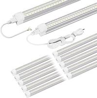 ONLYLUX 8ft LED Shop Light Fixture, 8 Foot Led Lights,72w 9500LM 6500K LED, 96'' T8 Integrated LED Tube, Linkable Led Bulbs for Garage, Warehouse, v Shape Clear Lens (10 Pack)