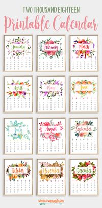 This gorgeous, watercolor 2018 Printable Calendar is perfect for your home or office. Also includes a free, coordinating calendar-at-a-glance printable, too!