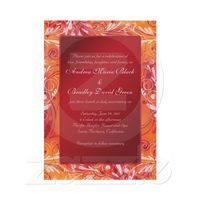 Vibrant Red and Orange Floral Wedding Invitation from Zazzle.com