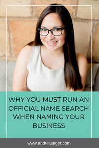 The one thing you need to do before you name your business. Are you starting and online business, clothing boutique or starting to freelance? As your start to create your business branding you will need to decide on a legal name. Click here for my best tips for doing an official name search and see if there is a trademark for your potential business name.