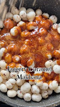 Ingredients: * 2 1/2 Cups of makhana (fox nuts/lotus seeds) * 1 Cup jaggery (gur), grated or finely chopped * 2 tablespoons ghee (clarified butter) * 1/4 Cup Water * 1 teaspoon sesame seeds