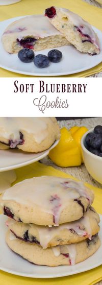 Soft Blueberry Cookies - tender and delicious with a lemon glaze.