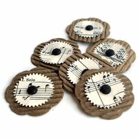 One Dozen Vintage Paper Flower Embellishments And Up-cycled Corrugated Coffee Sleeves