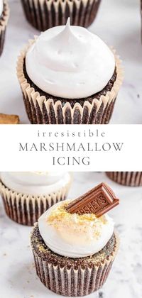 This Marshmallow Icing Recipe is made with just 4 ingredients and so delicious! Skip the jar of Marshmallow Fluff and quickly and easily make this incredible homemade marshmallow icing recipe!