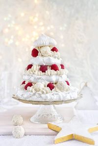 Meringue Christmas Cake With Whipped Coconut Cream and Mulled Port Drizzle