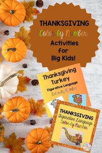 Students can practice identifying figurative language with this Thanksgiving  Turkey or Cornucopia Color by Number. This is a great activity for the holiday season! It can be used in centers or stations too!