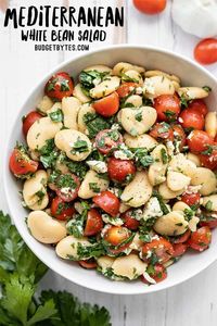 This Mediterranean White Bean Salad is a fast, easy, and fresh side dish that pairs nicely with any grilled or roasted meat. Budgetbytes.com